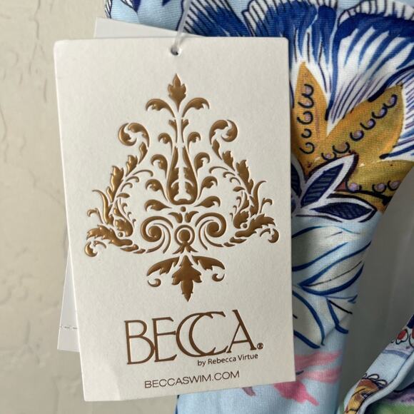 Becca by Rebecca Virtue Standard Print Play Cut Out One Piece Swimsuit NWT small - Picture 5 of 8